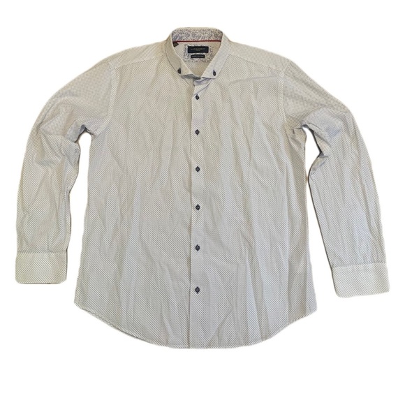 Lloyd & Jefferson London Men's White Blue Polka Dot Paisley Dress Shirt XL - Picture 1 of 6